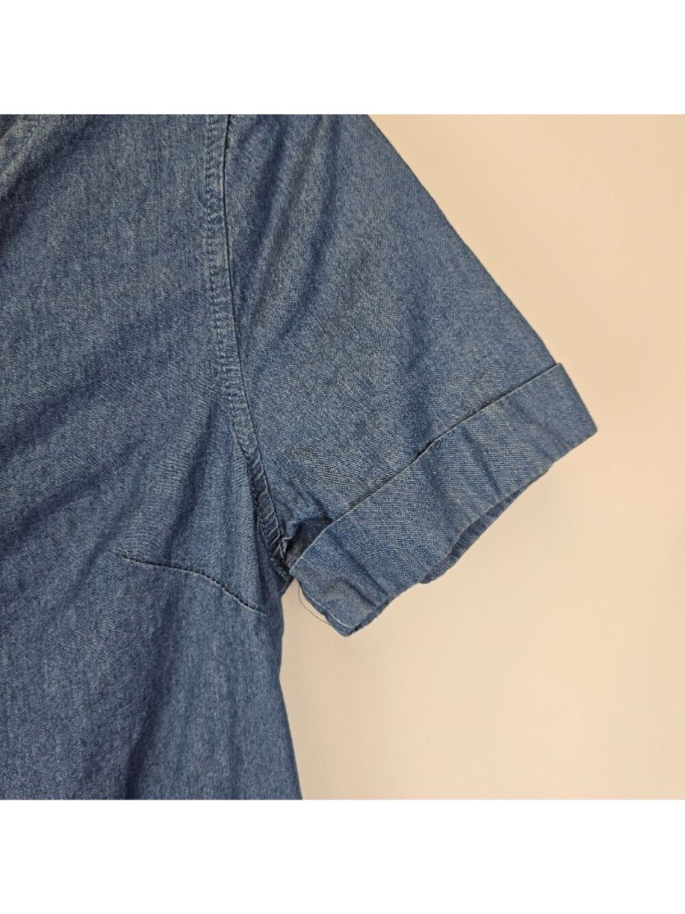 Eclipse S Denim Mini Dress 100% Cotton Blue Shift Pockets Indie Western Y2k - Picture 13 of 15